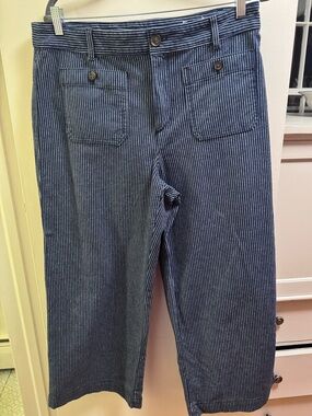 LOFT Women’s Blue Pinstripe Chinos The Palmer Wide Pant